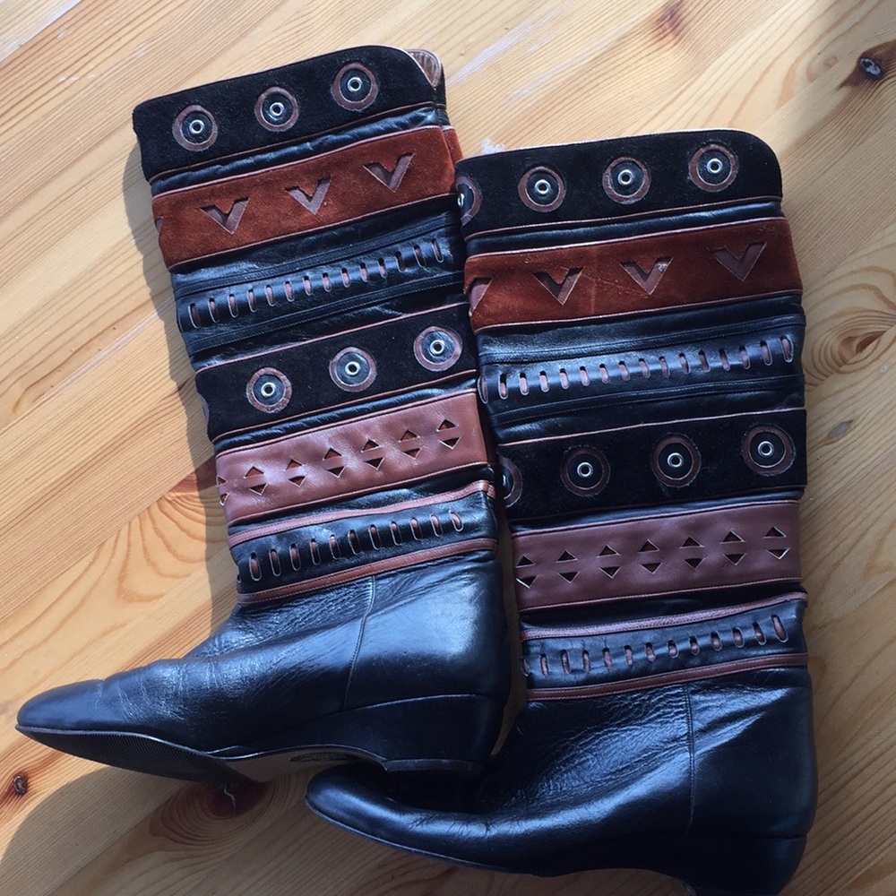 Vintage Leather Boho Boots Size 8